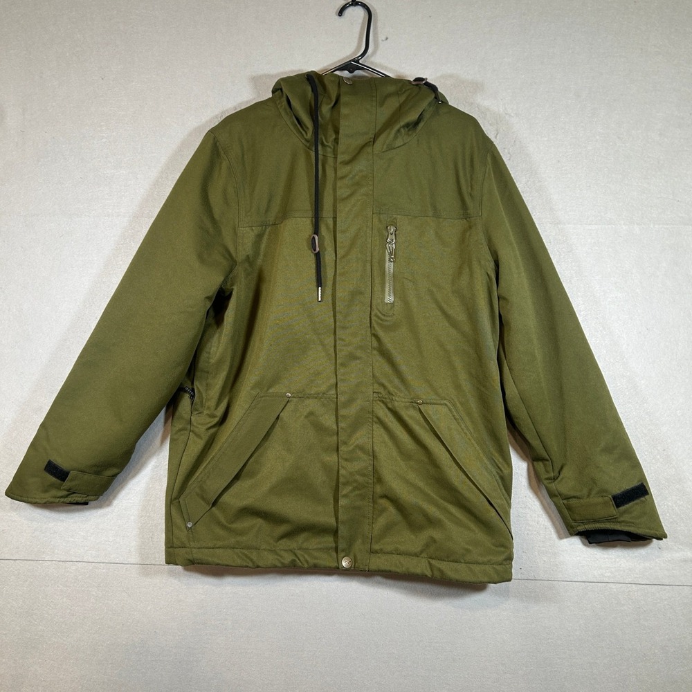 Pulse Olive Green Hooded Insulated Winter Jacket Men Size S Waterproof